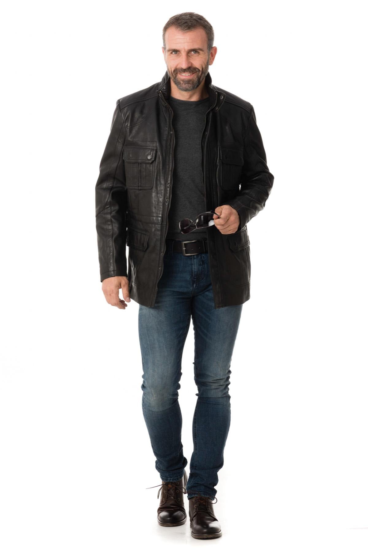 Black lambskin safari jacket - Image n°2