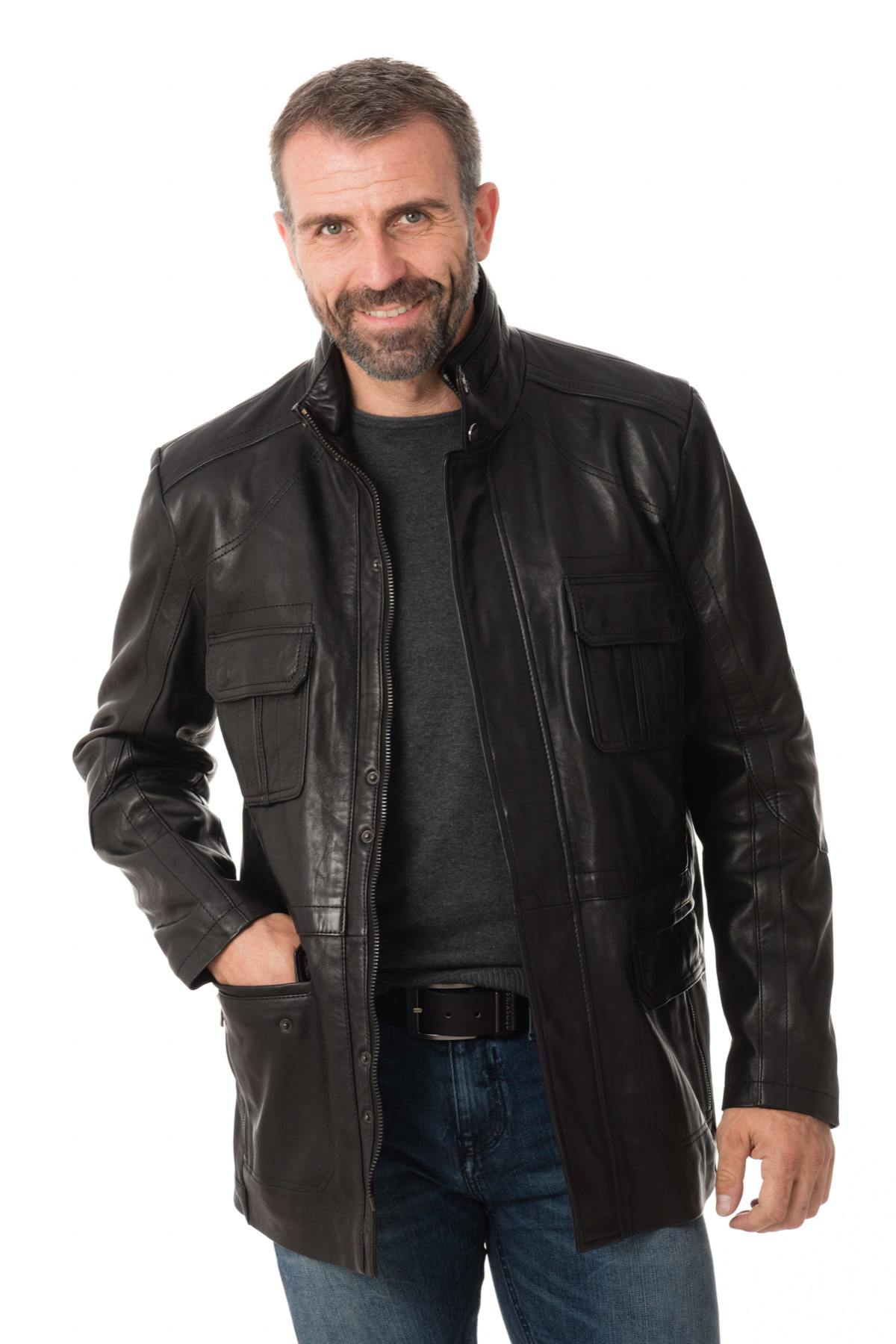 Black lambskin safari jacket - Image n°3