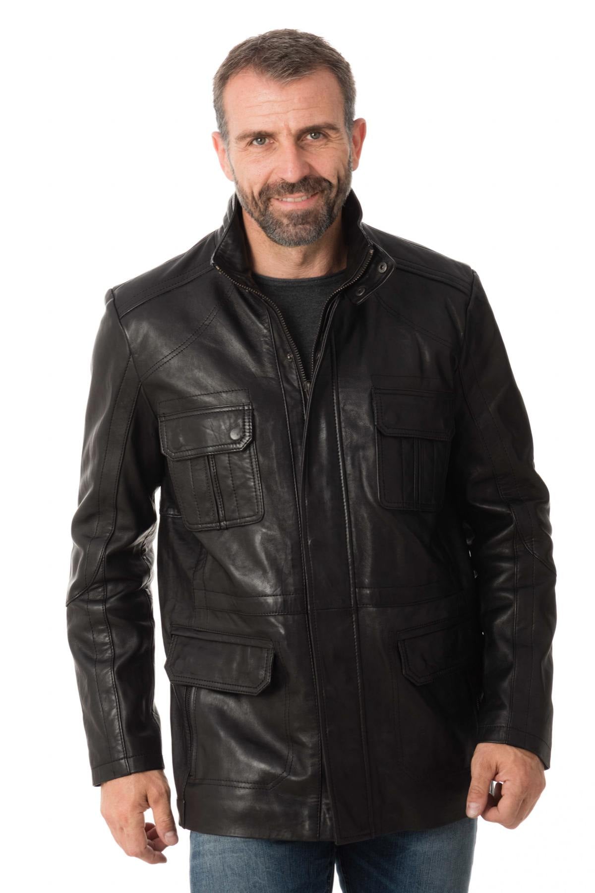 Black lambskin safari jacket - Image n°4