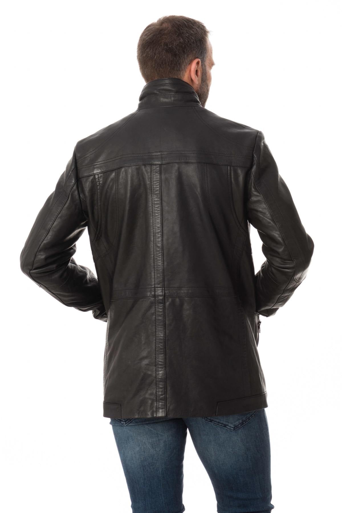 Black lambskin safari jacket - Image n°6