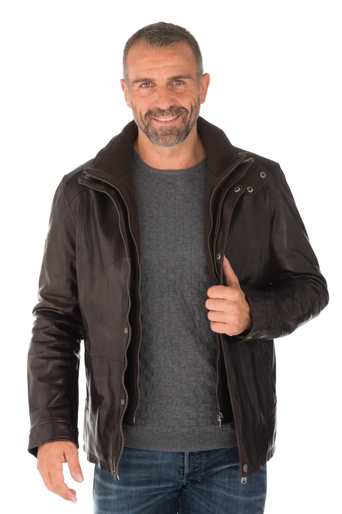 Men's Daytona Dark Brown Leather Jacket for Men - Image n°3