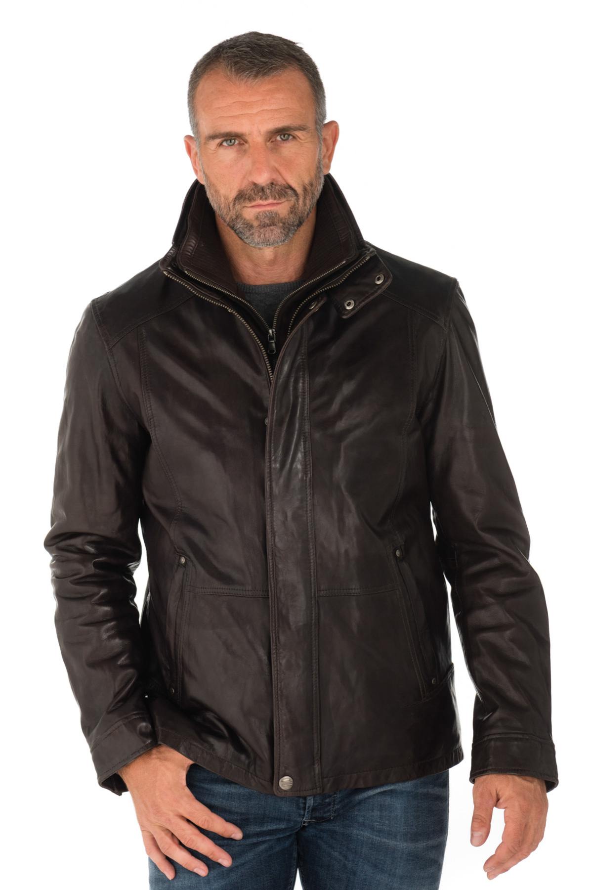 Men's Daytona Dark Brown Leather Jacket for Men - Image n°1