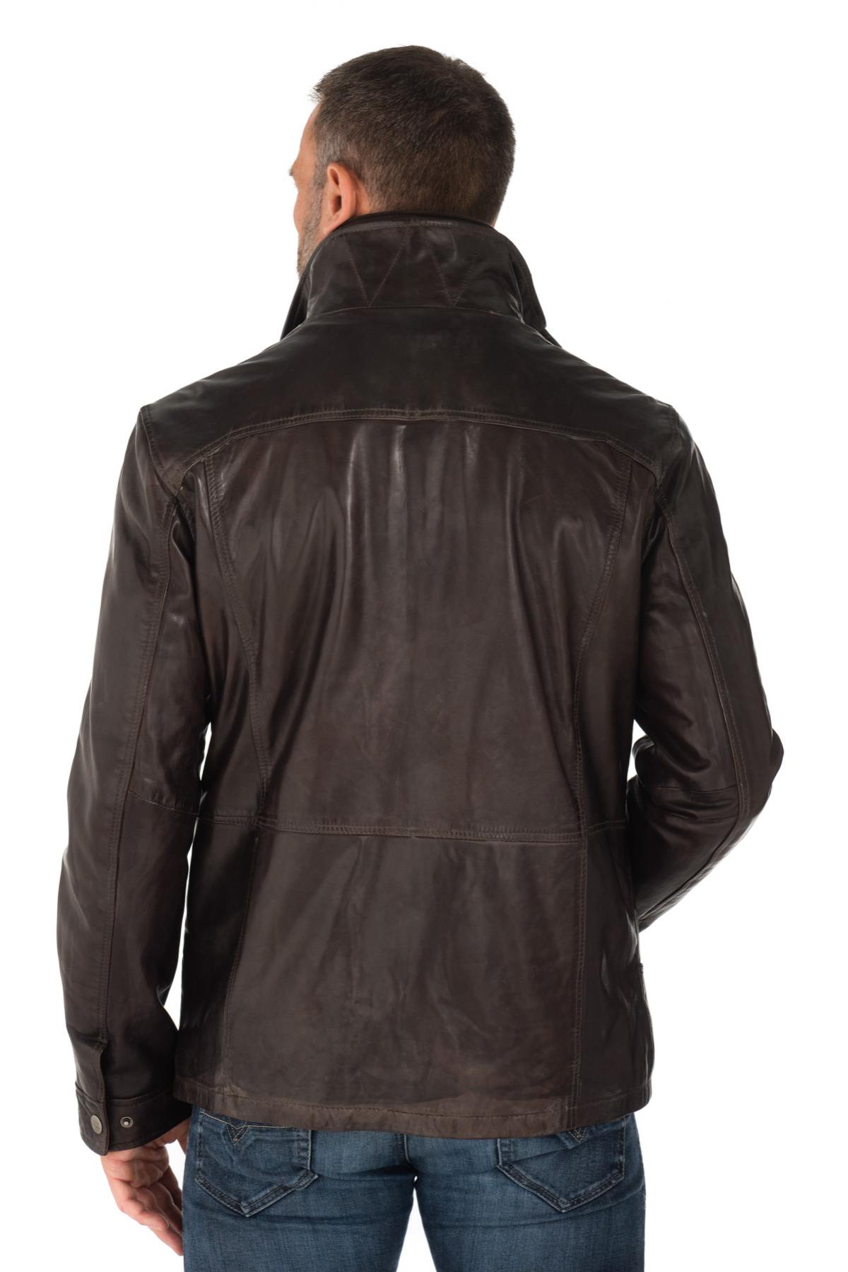 Men's Daytona Dark Brown Leather Jacket for Men - Image n°5