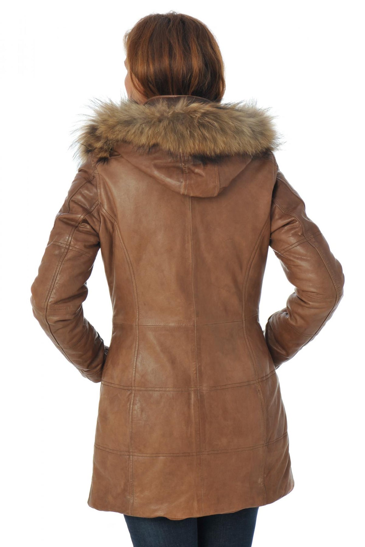 Women's bison lamb leather coat - Image n°4