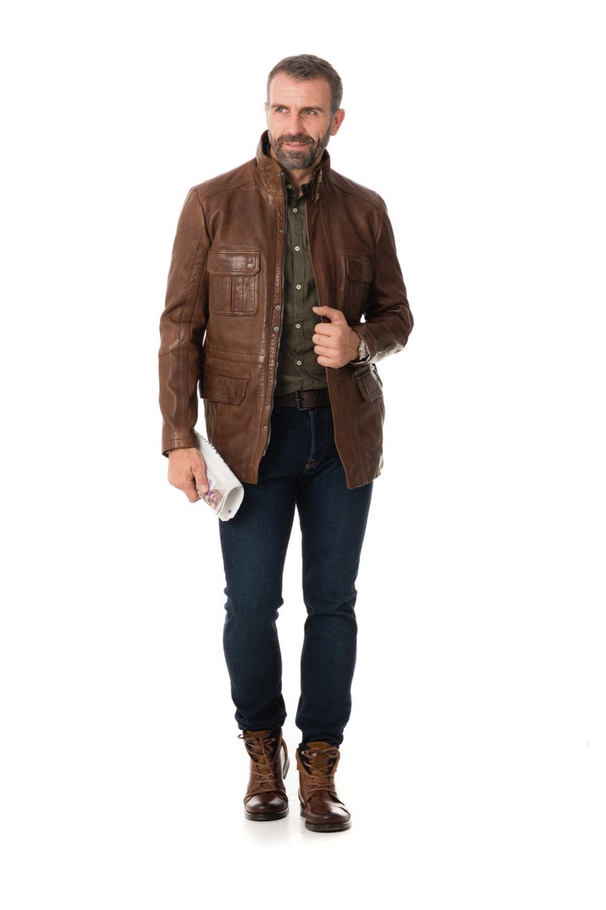 Bison lamb leather safari jacket - Image n°2