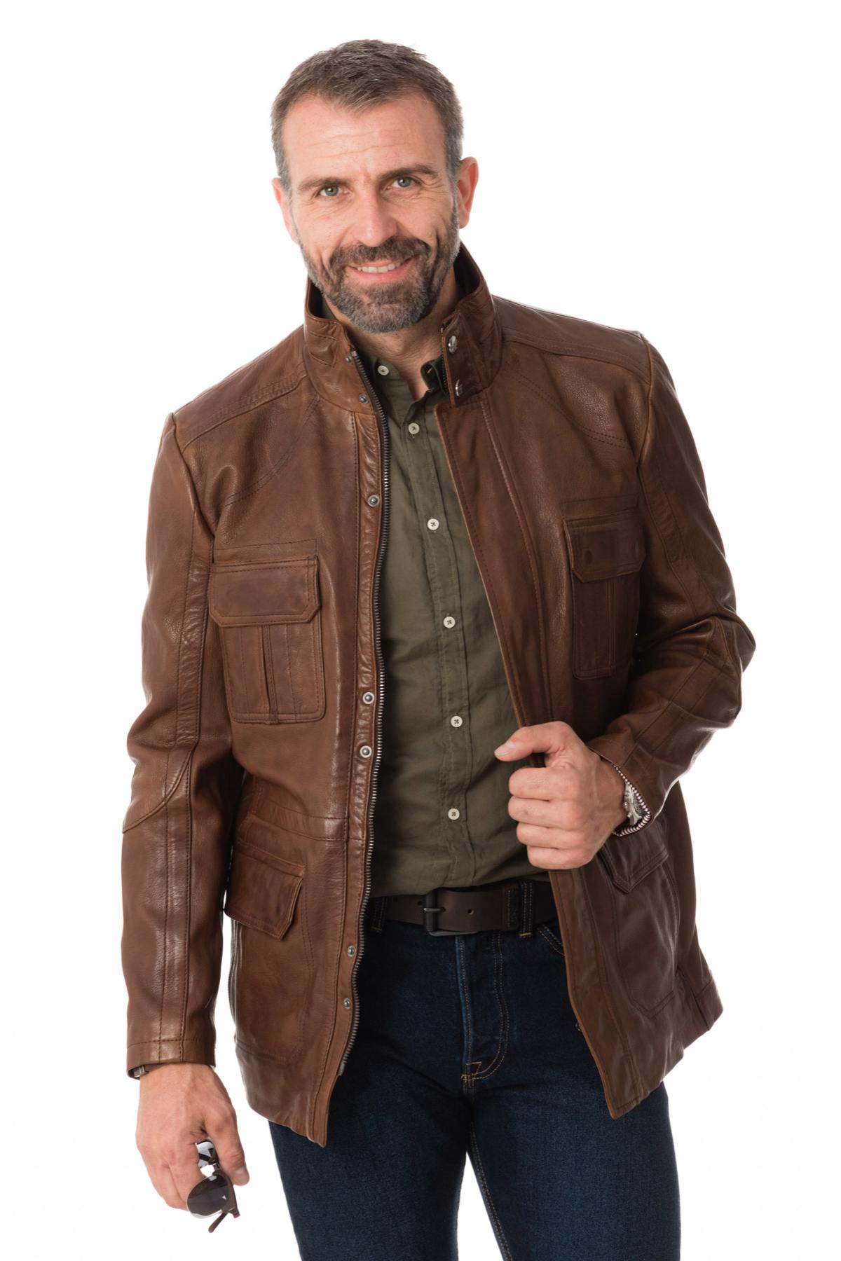 Bison lamb leather safari jacket - Image n°3