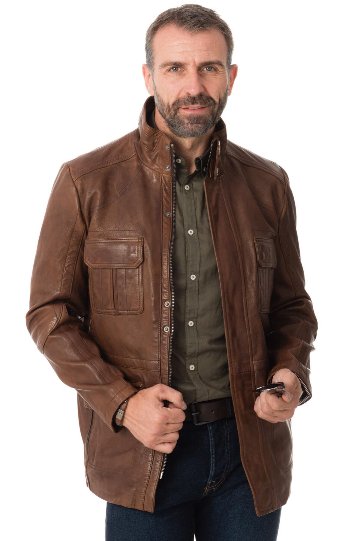 Bison lamb leather safari jacket - Image n°4