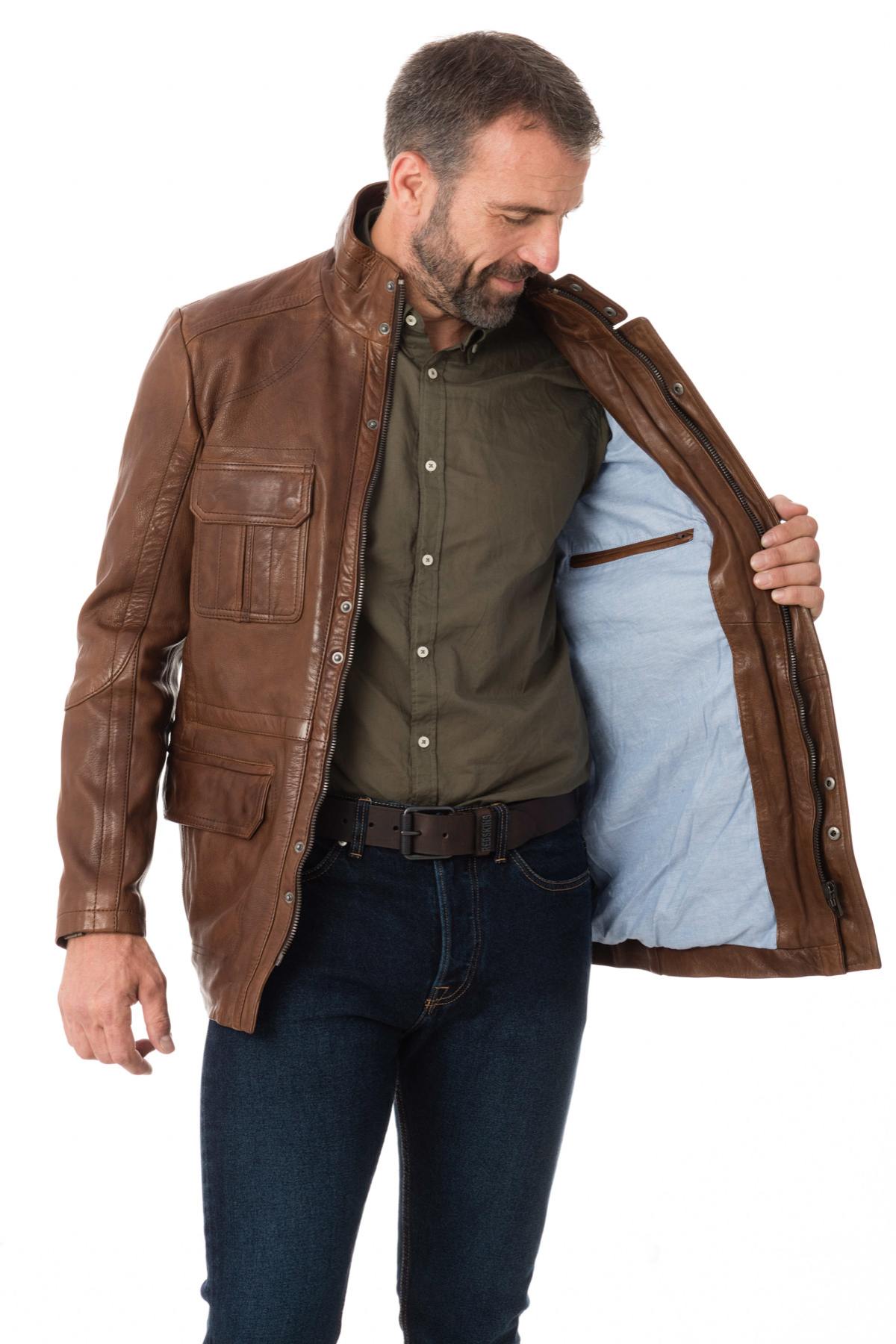 Bison lamb leather safari jacket - Image n°5