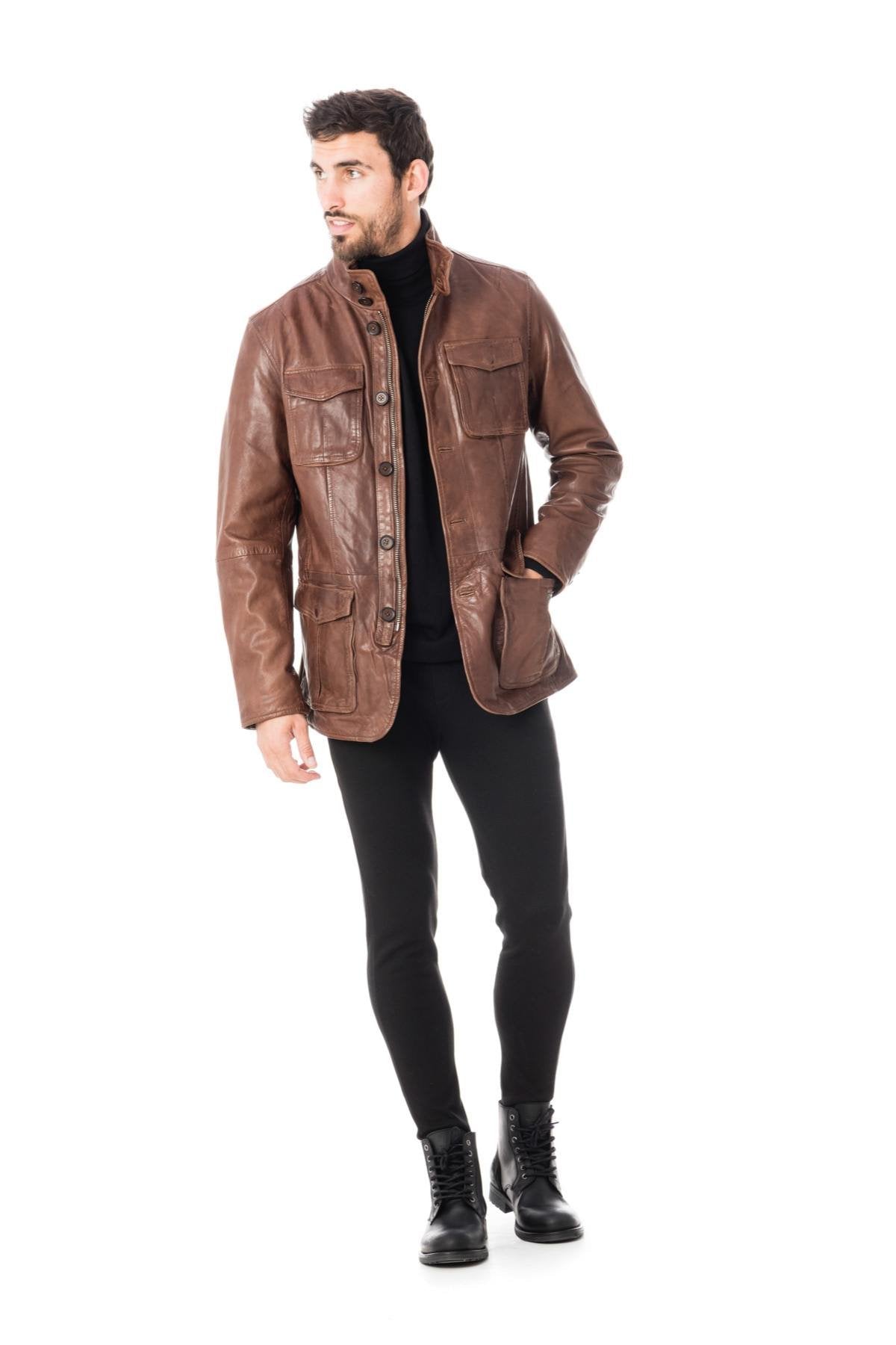 Men's lambskin safari jacket - Image n°2