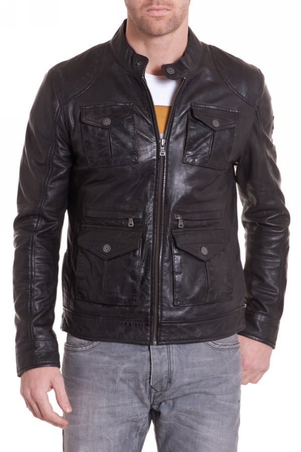 Mauritius Men's Black Leather Jacket - Image n°1