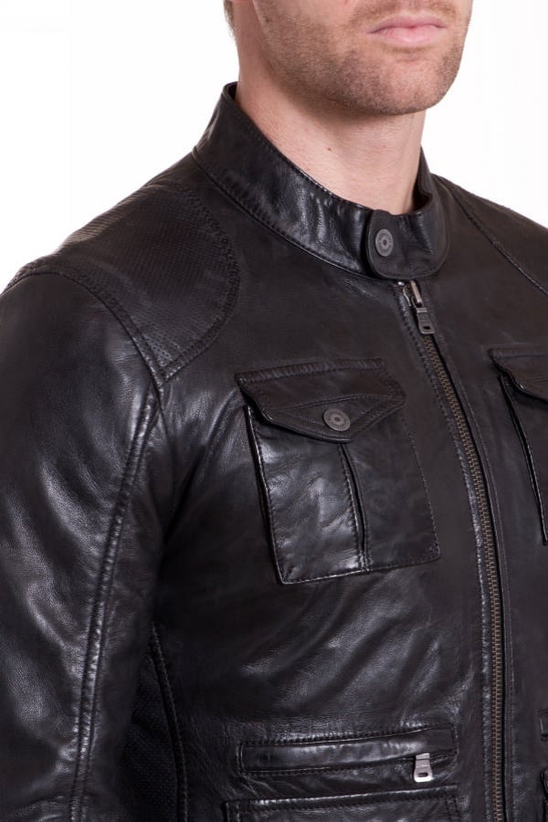 Mauritius Men's Black Leather Jacket - Image n°3