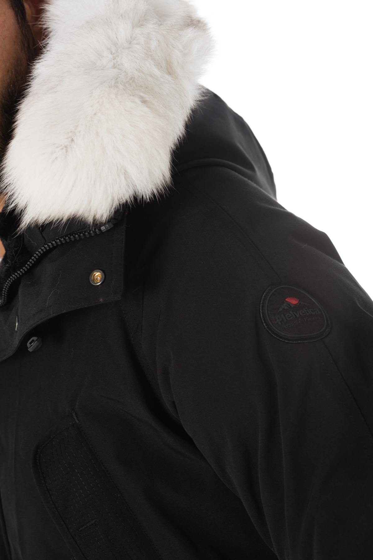 Men's black parka with white fur Helvetica - Image n°5