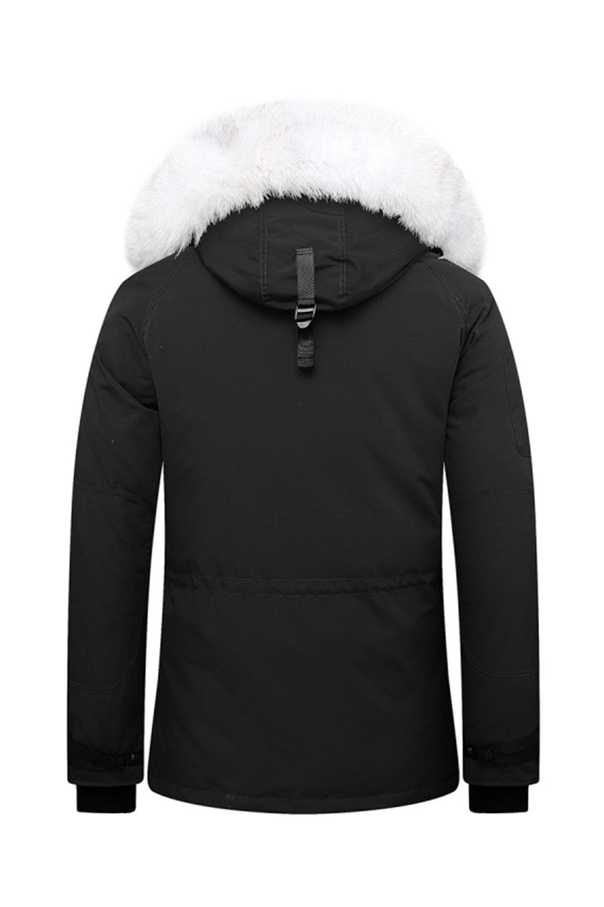 Men's black parka with white fur Helvetica - Image n°8