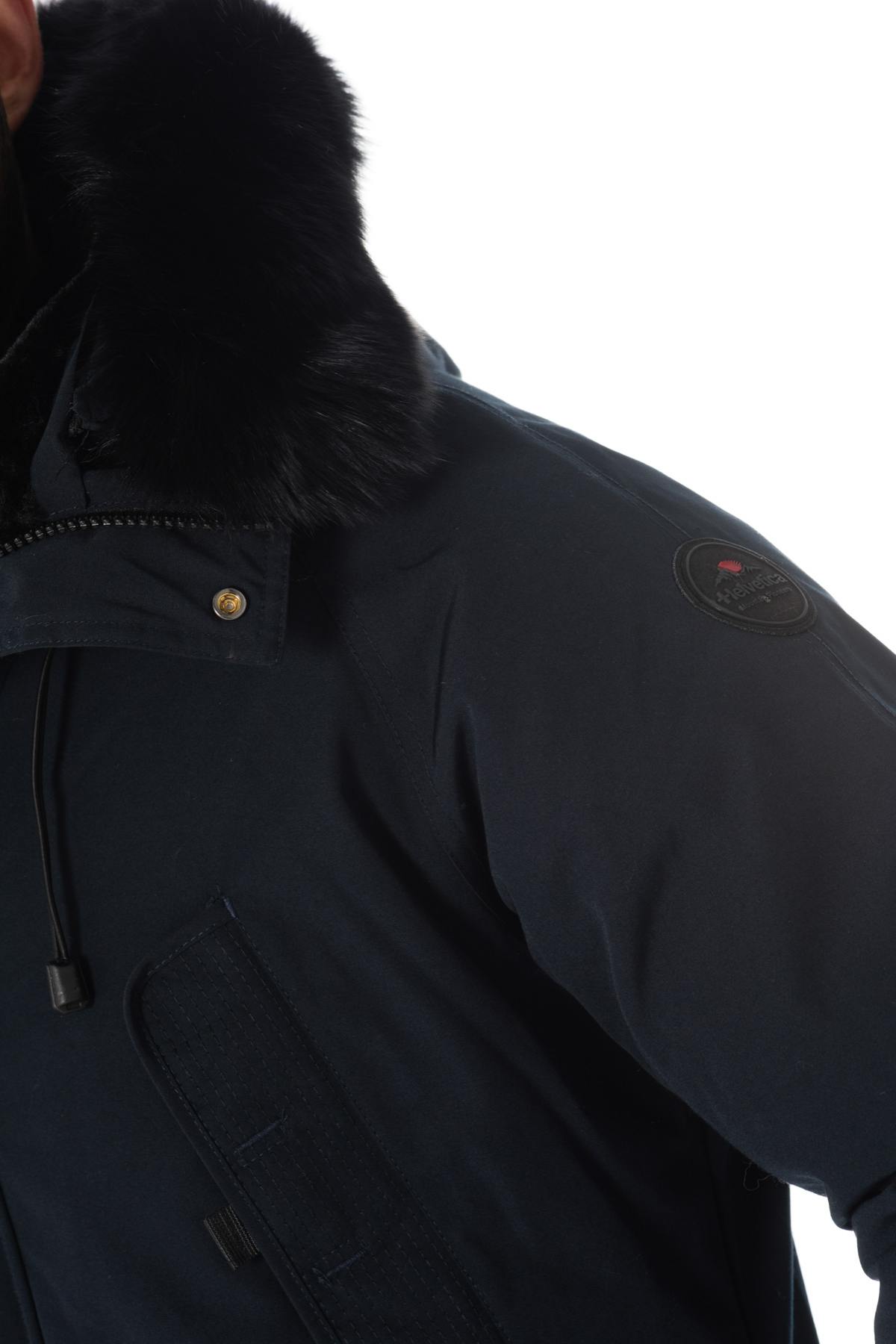 Men's navy blue parka with black collar Helvetica - Image n°7