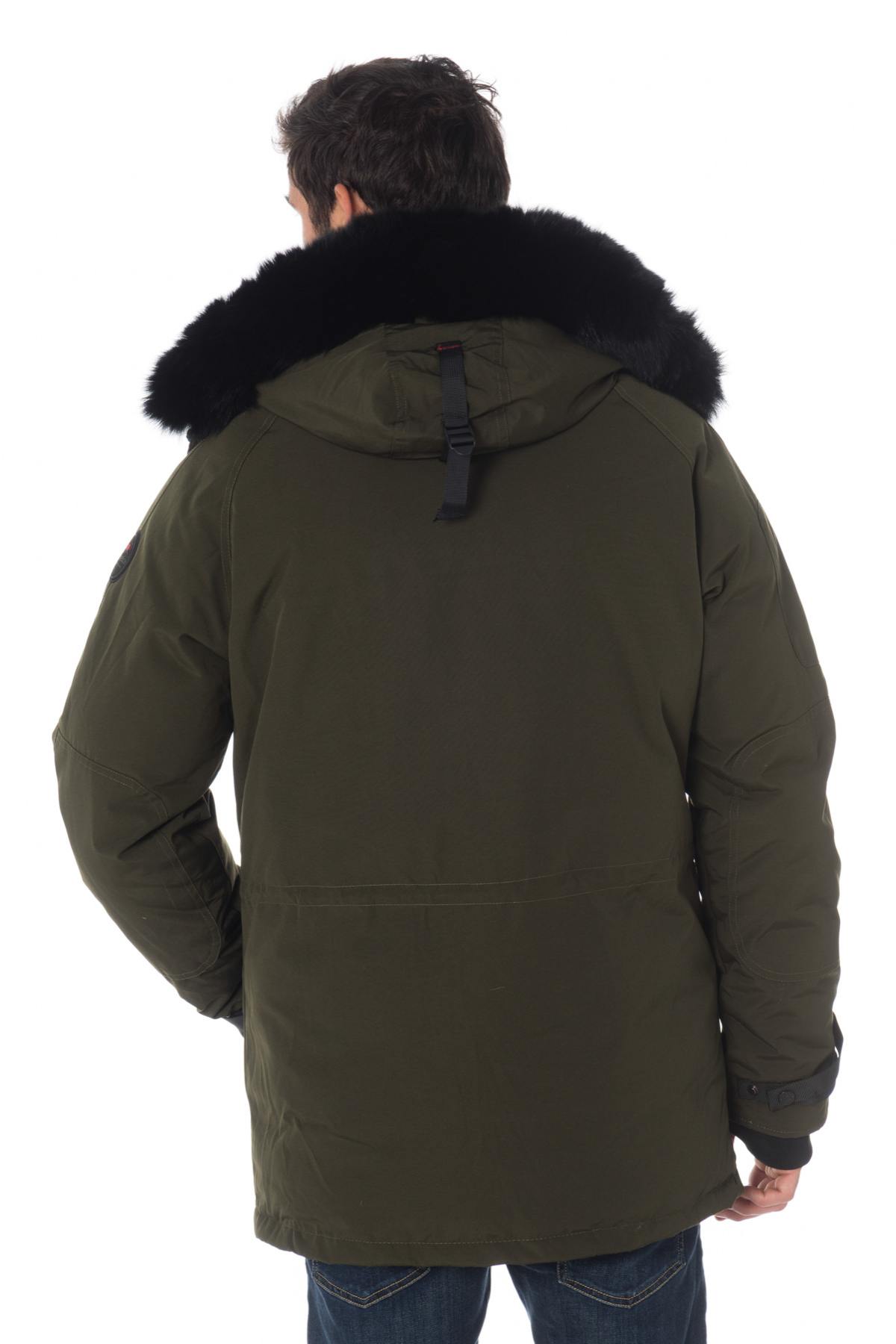 Helvetica men's khaki parka with black collar - Image n°6