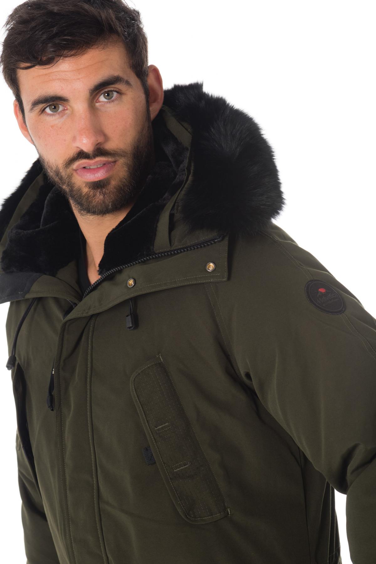 Helvetica men's khaki parka with black collar - Image n°7