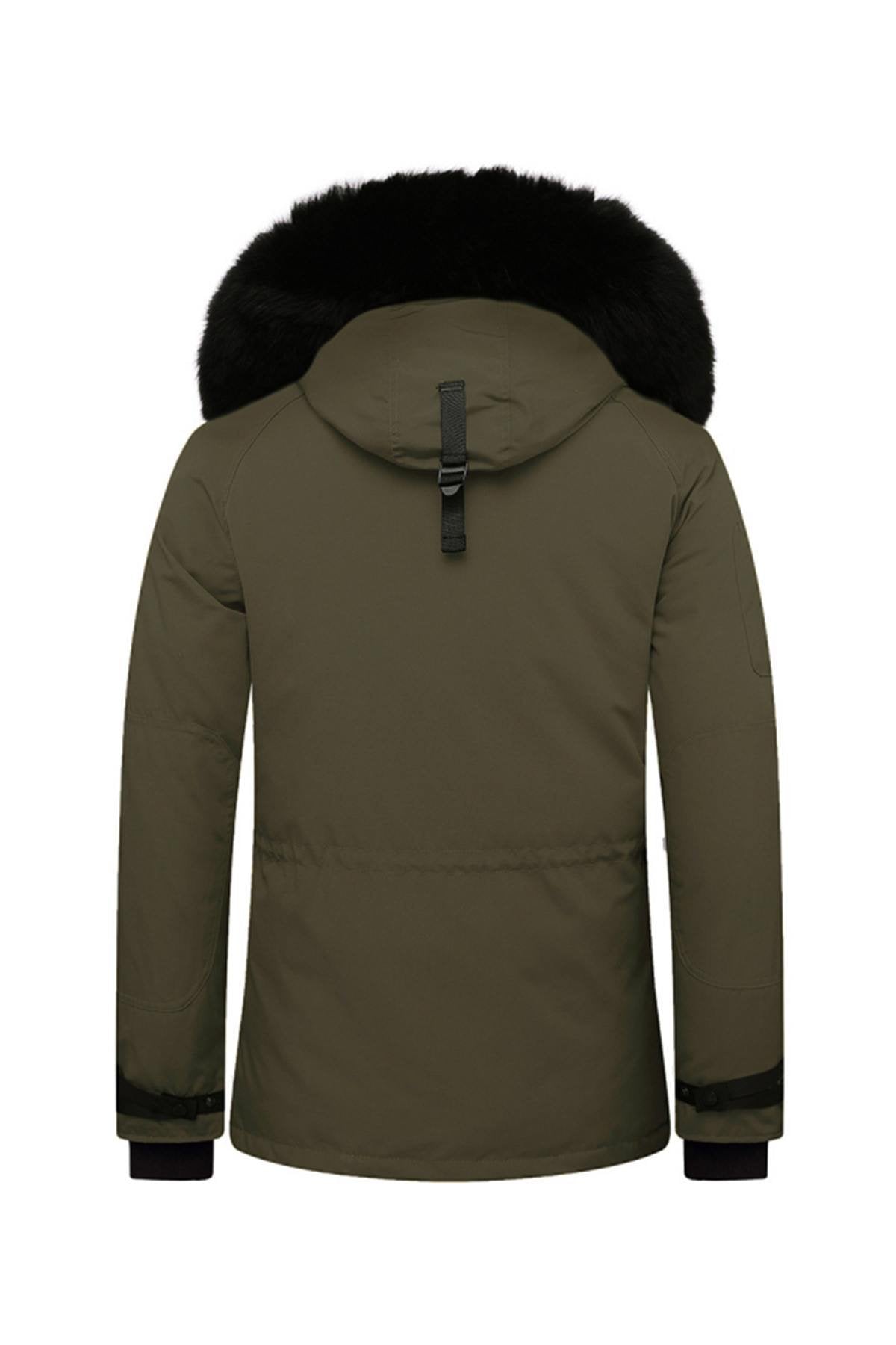 Helvetica men's khaki parka with black collar - Image n°9