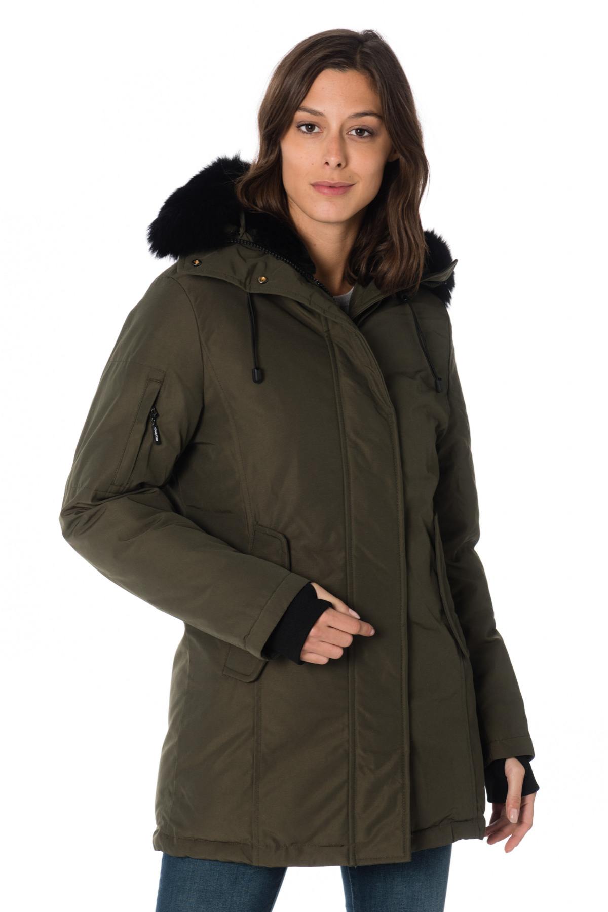 Women's khaki parka with black collar Helvetica - Image n°7