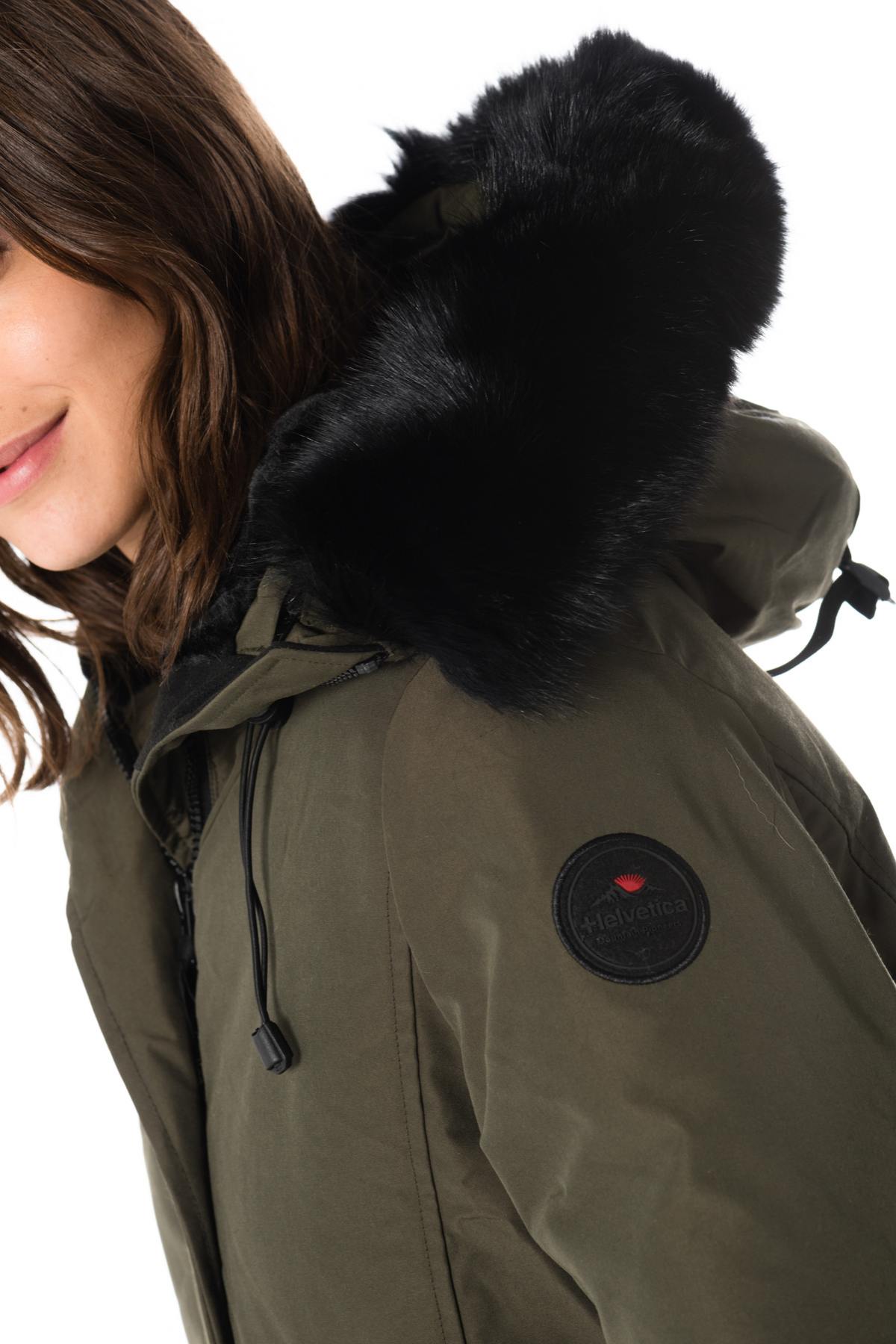 Women's khaki parka with black collar Helvetica - Image n°5