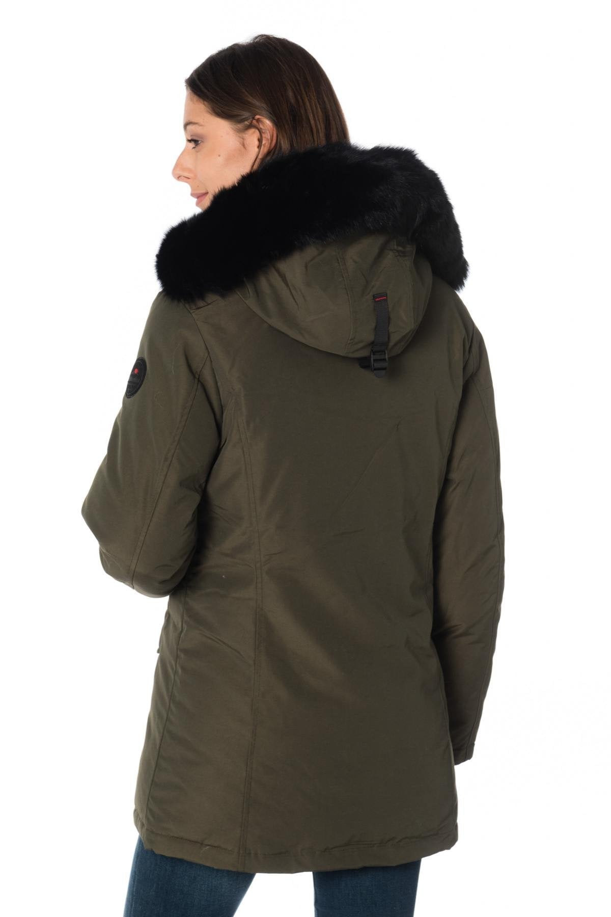 Women's khaki parka with black collar Helvetica - Image n°8