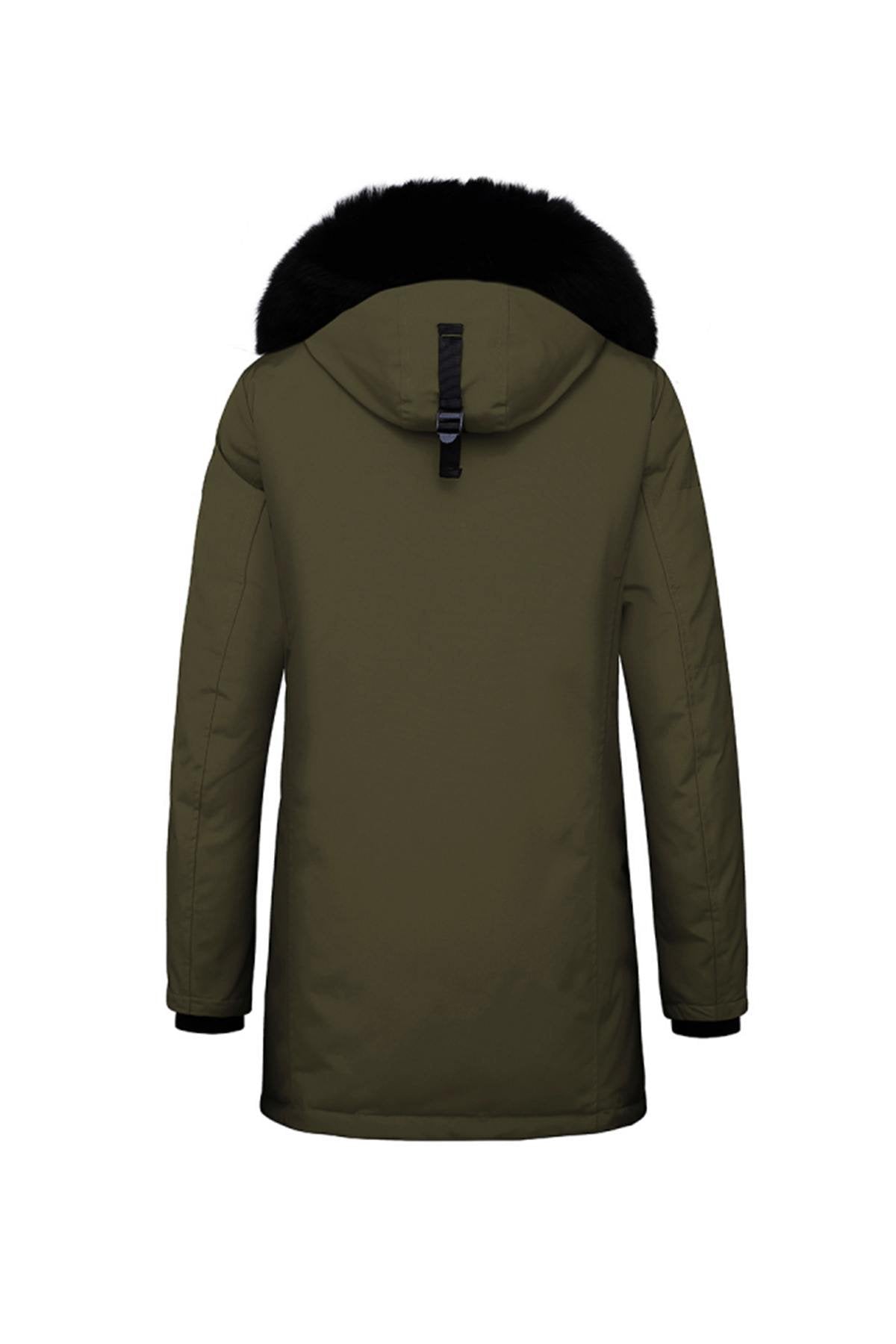 Women's khaki parka with black collar Helvetica - Image n°10