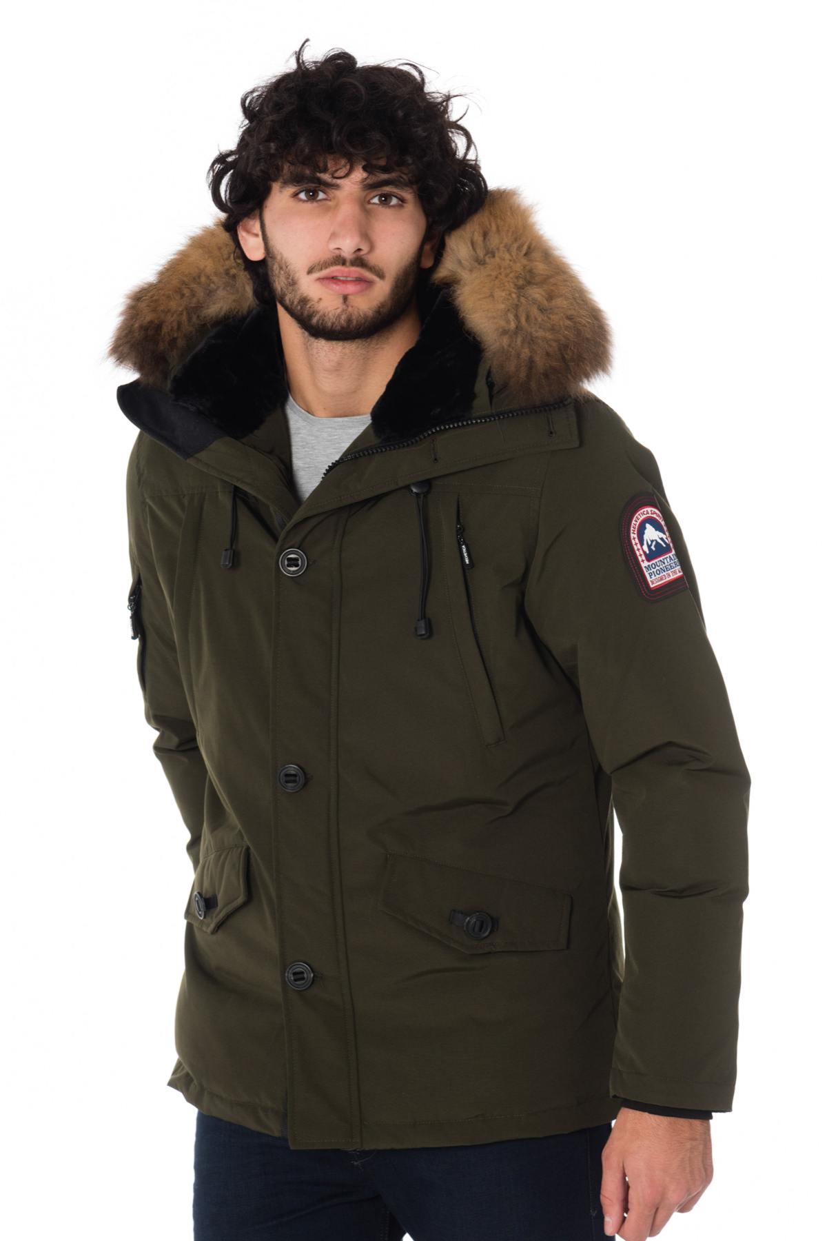 Helvetica men's khaki parka with natural raccoon collar - Image n°4