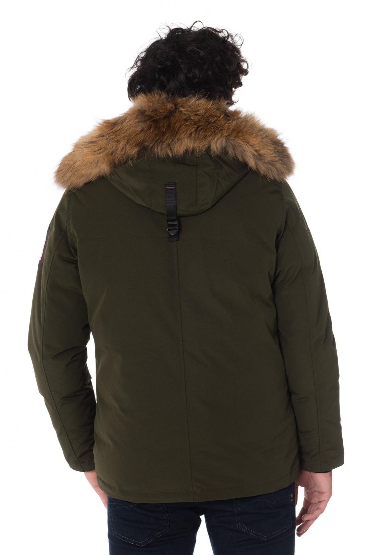 Helvetica men's khaki parka with natural raccoon collar - Image n°8