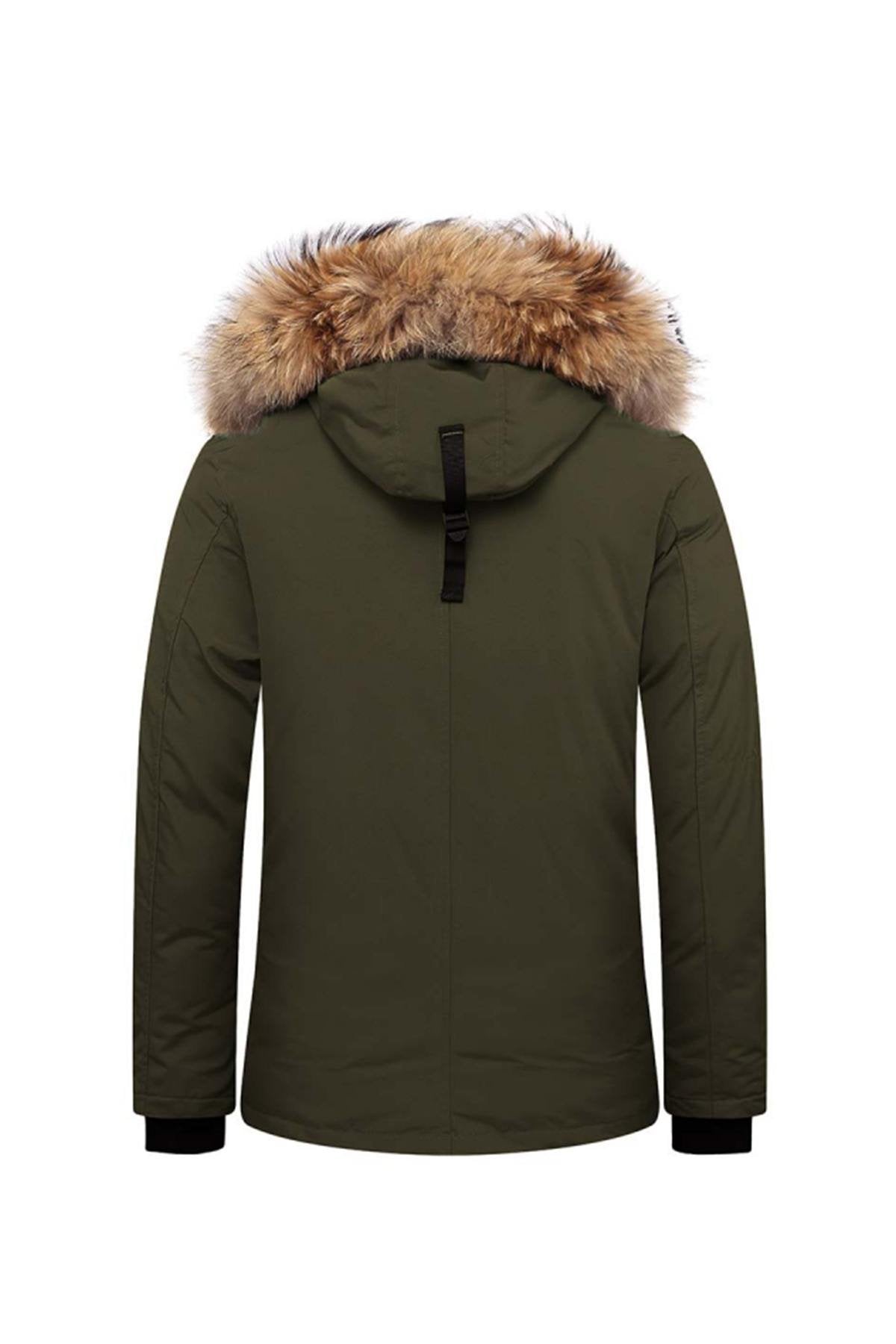 Helvetica men's khaki parka with natural raccoon collar - Image n°9