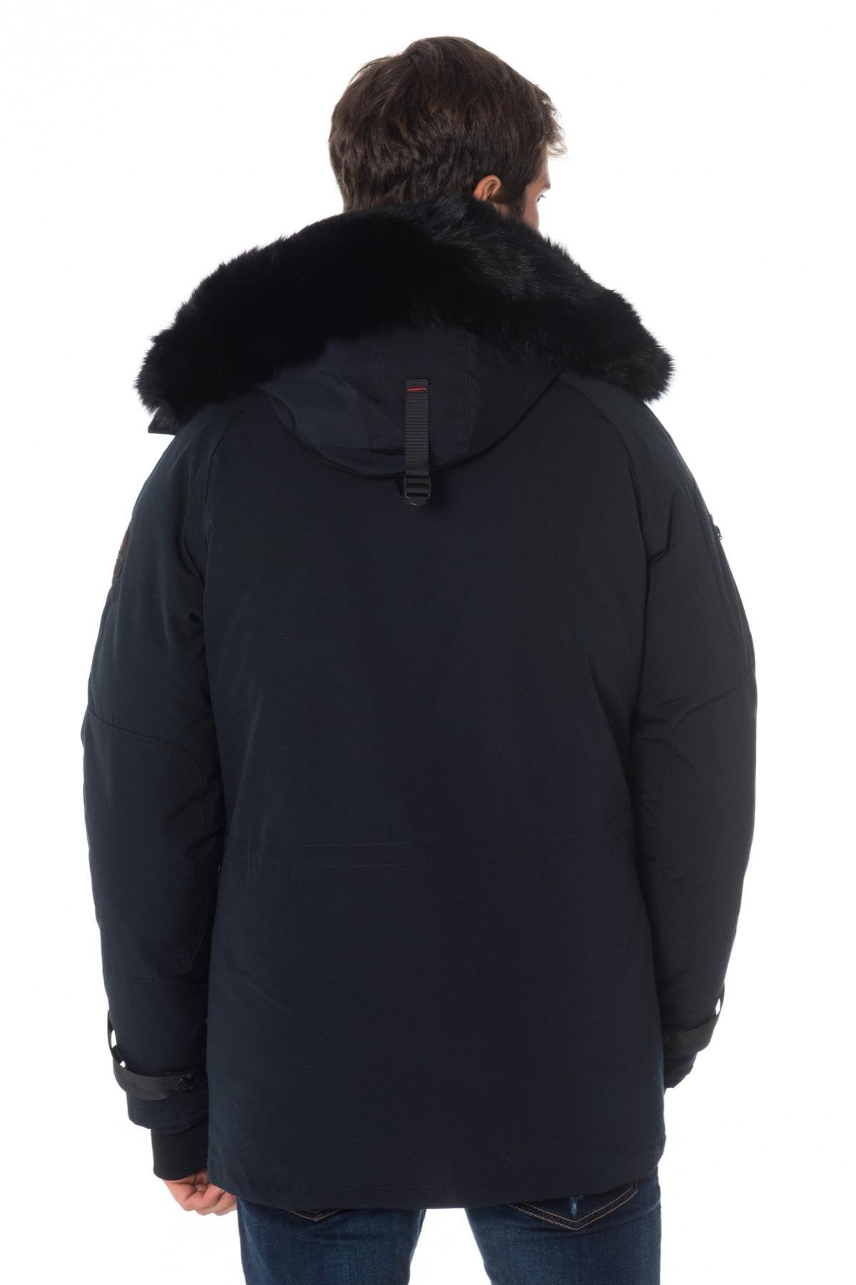 Helvetica men's navy blue heated parka with black collar - Image n°7