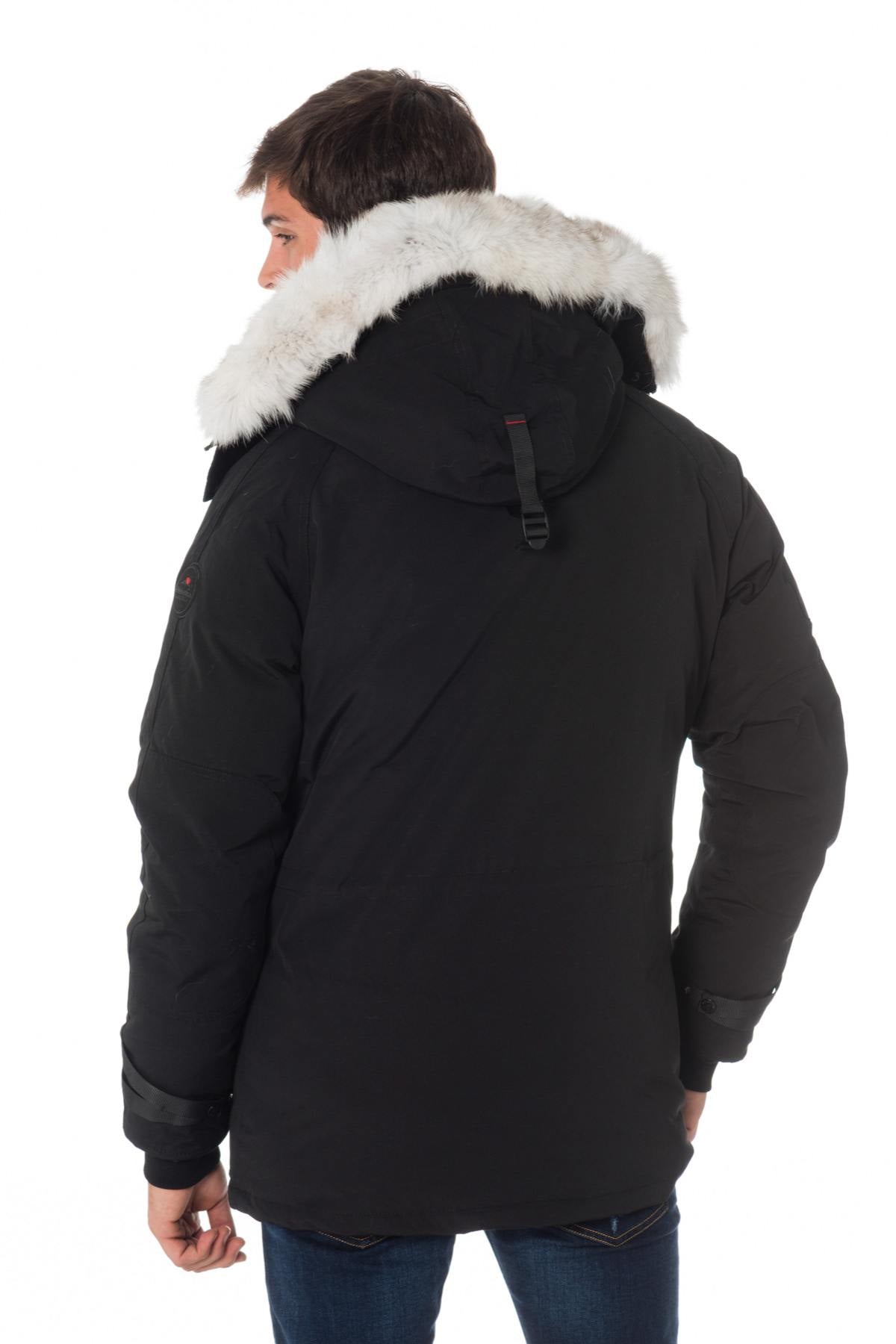 Helvetica men's black heated parka with white collar - Image n°5