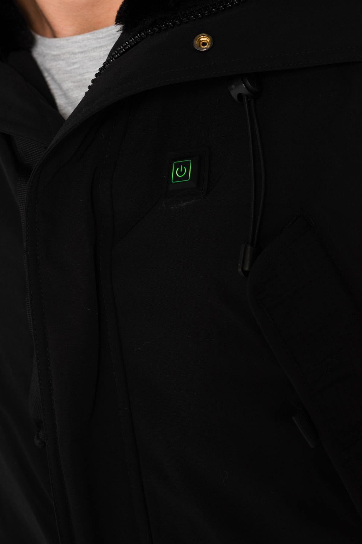 Helvetica men's black heated parka with white collar - Image n°9