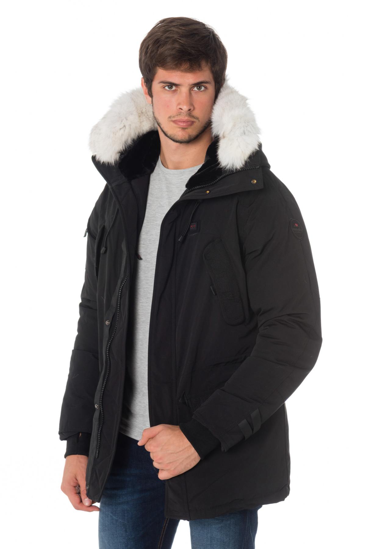 Helvetica men's black heated parka with white collar - Image n°3