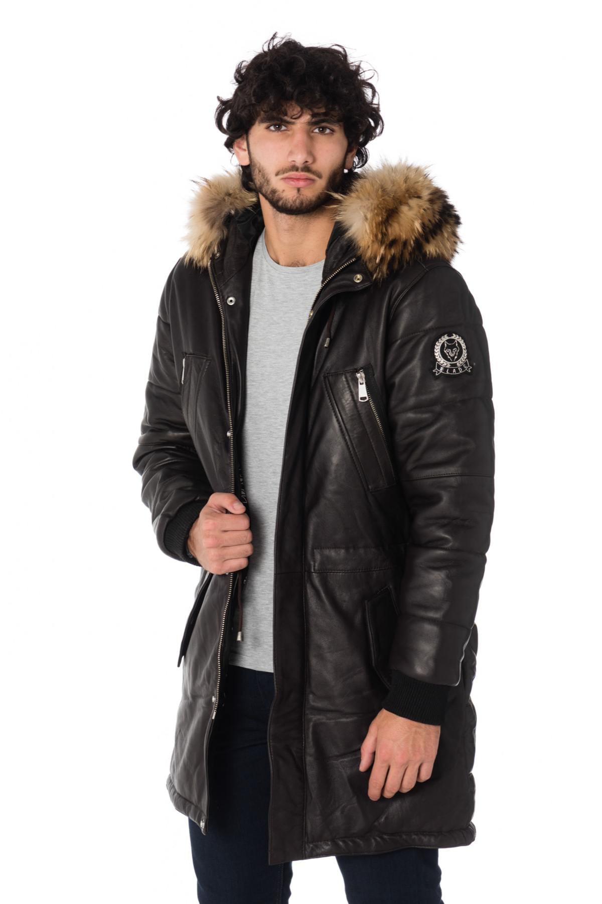 LADC men's long sheepskin leather parka - Image n°3