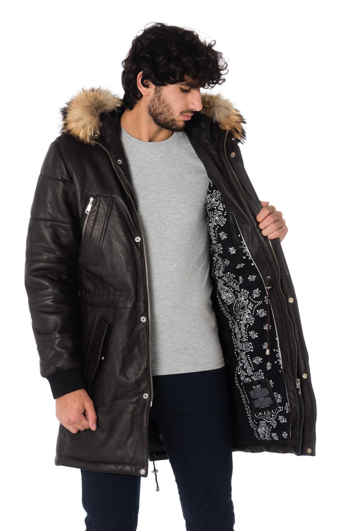 LADC men's long sheepskin leather parka - Image n°5