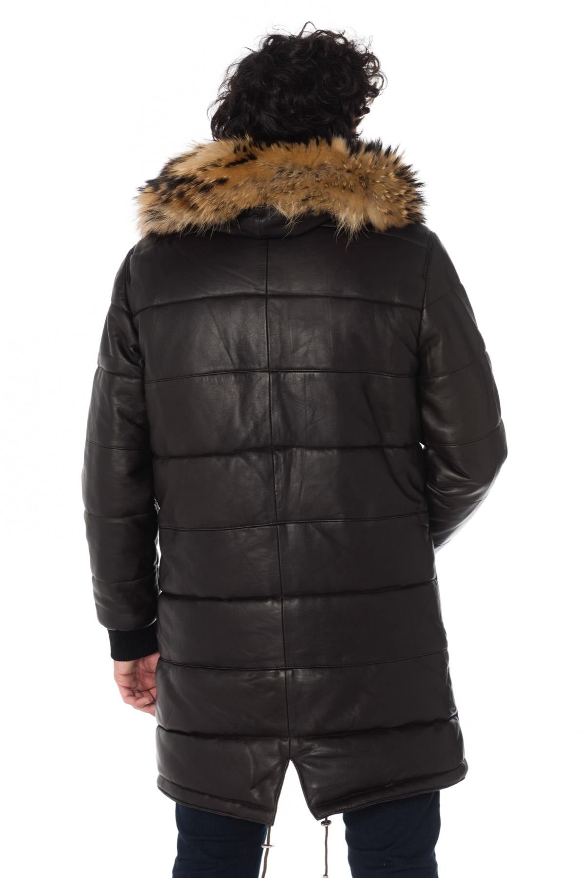 LADC men's long sheepskin leather parka - Image n°6