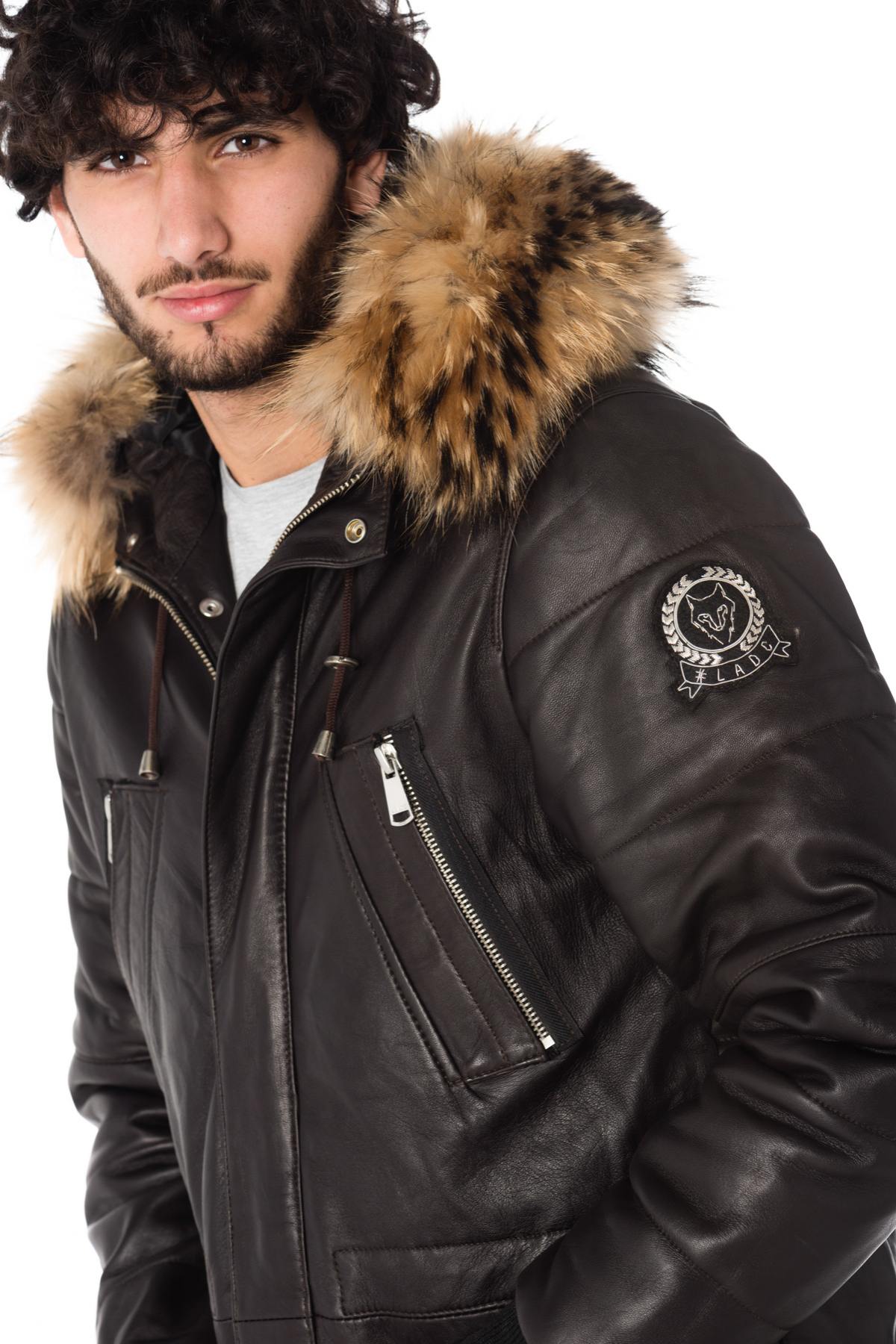 LADC men's long sheepskin leather parka - Image n°4