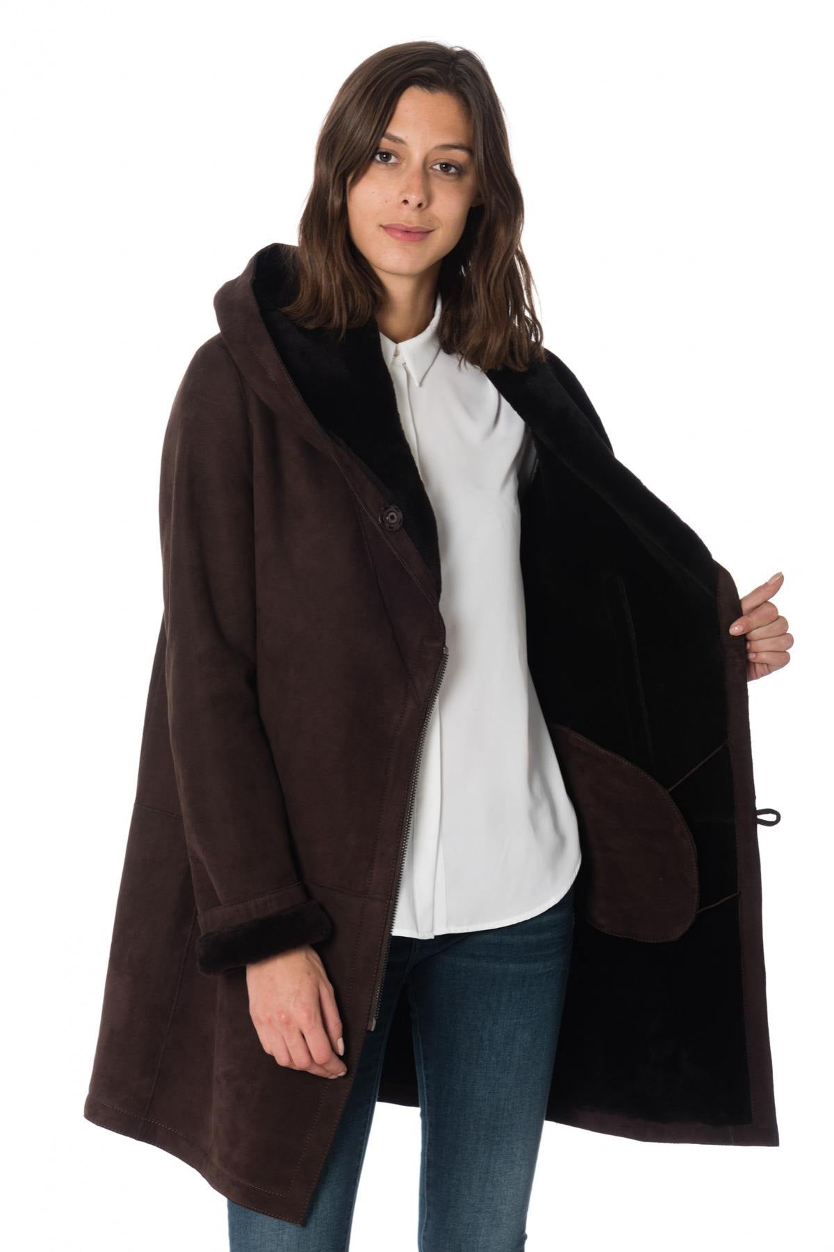 Brown shearling lamb coat - Image n°6