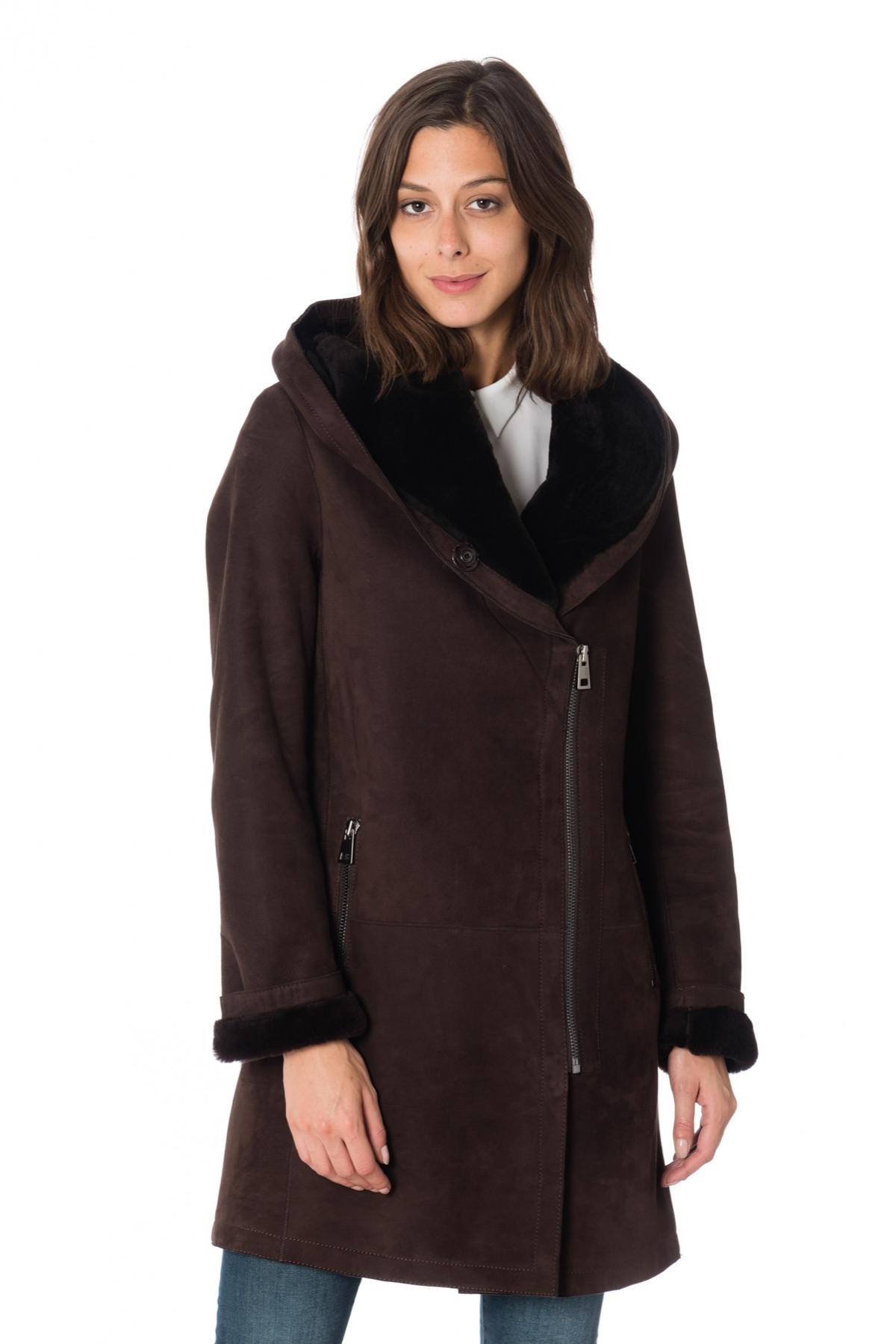 Brown shearling lamb coat - Image n°4