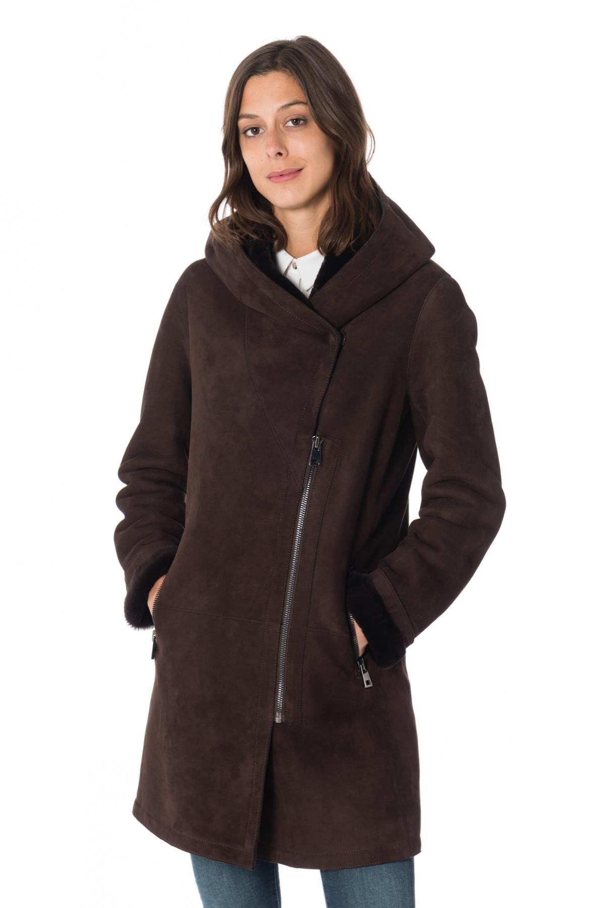 Brown shearling lamb coat - Image n°1