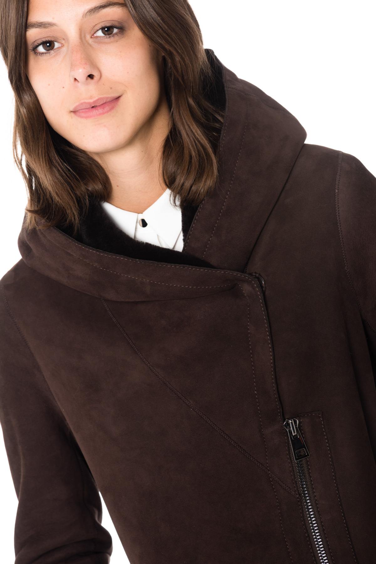 Brown shearling lamb coat - Image n°7