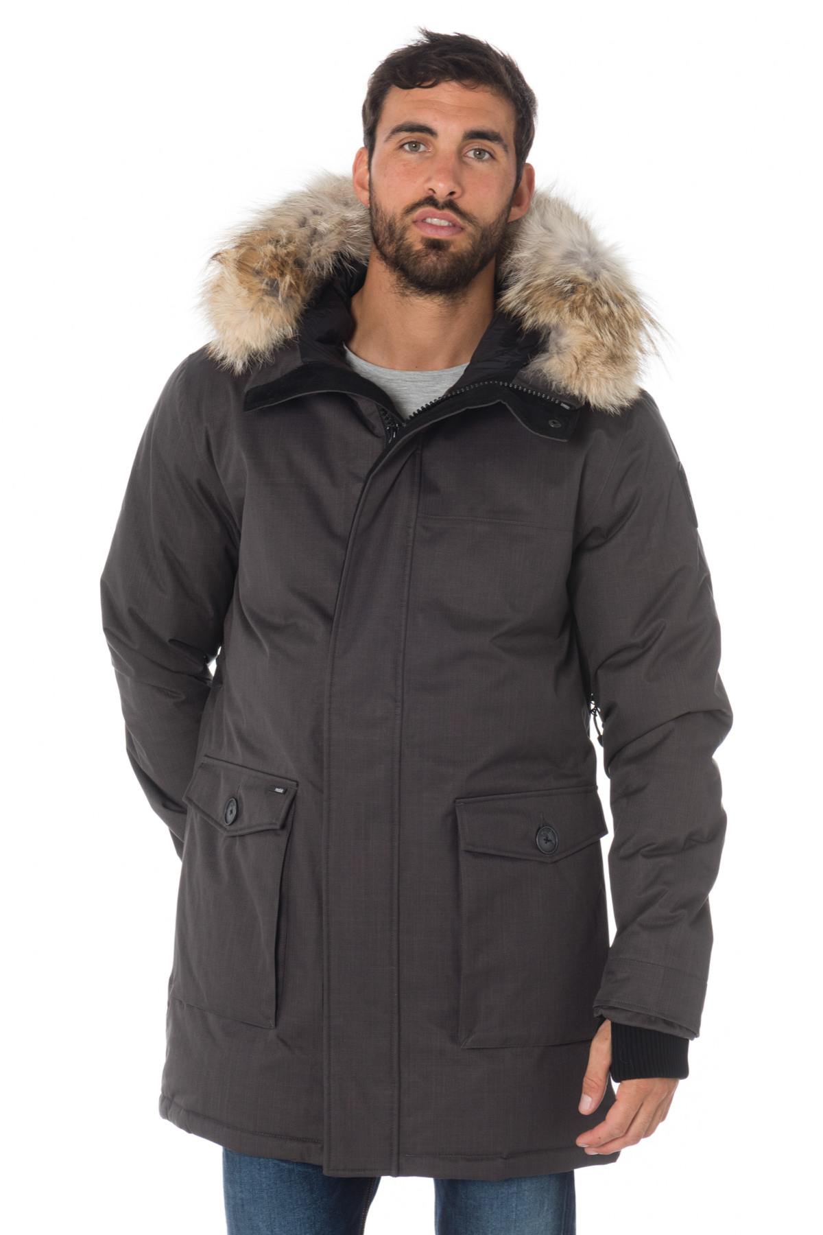 Nobis men's gray parka with coyote fur - Image n°1