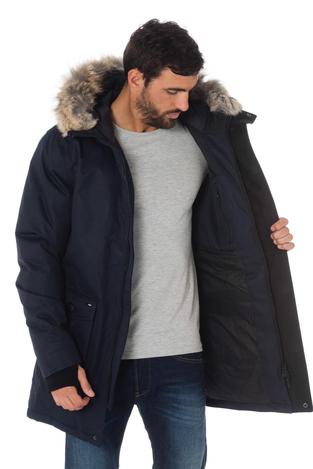 Nobis men's navy blue parka with coyote fur - Image n°6