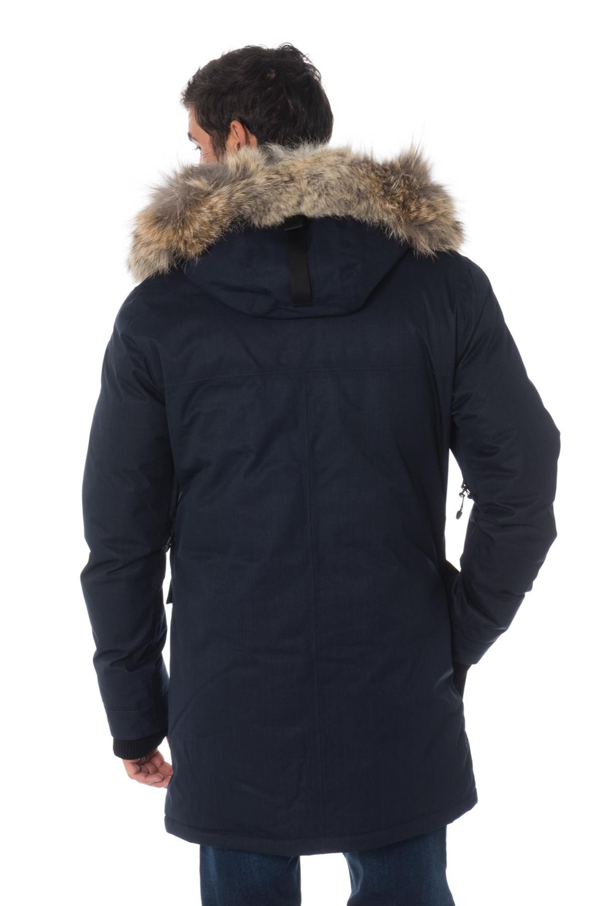 Nobis men's navy blue parka with coyote fur - Image n°4