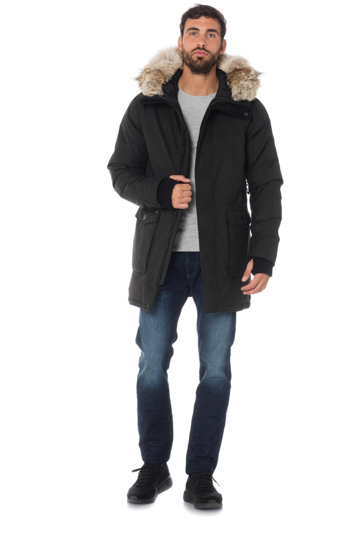 Nobis men's black parka with coyote fur - Image n°2