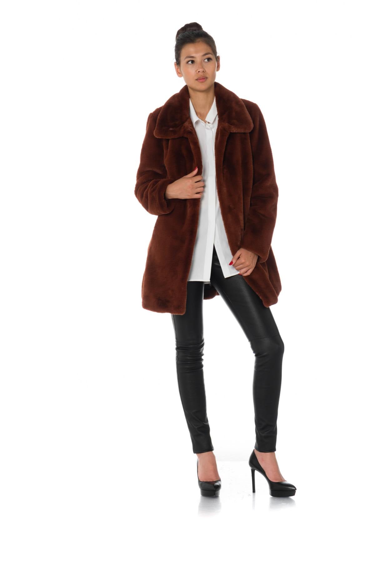 Oakwood rust-colored faux fur coat - Image n°3