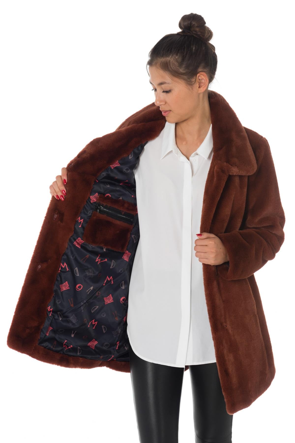 Oakwood rust-colored faux fur coat - Image n°6