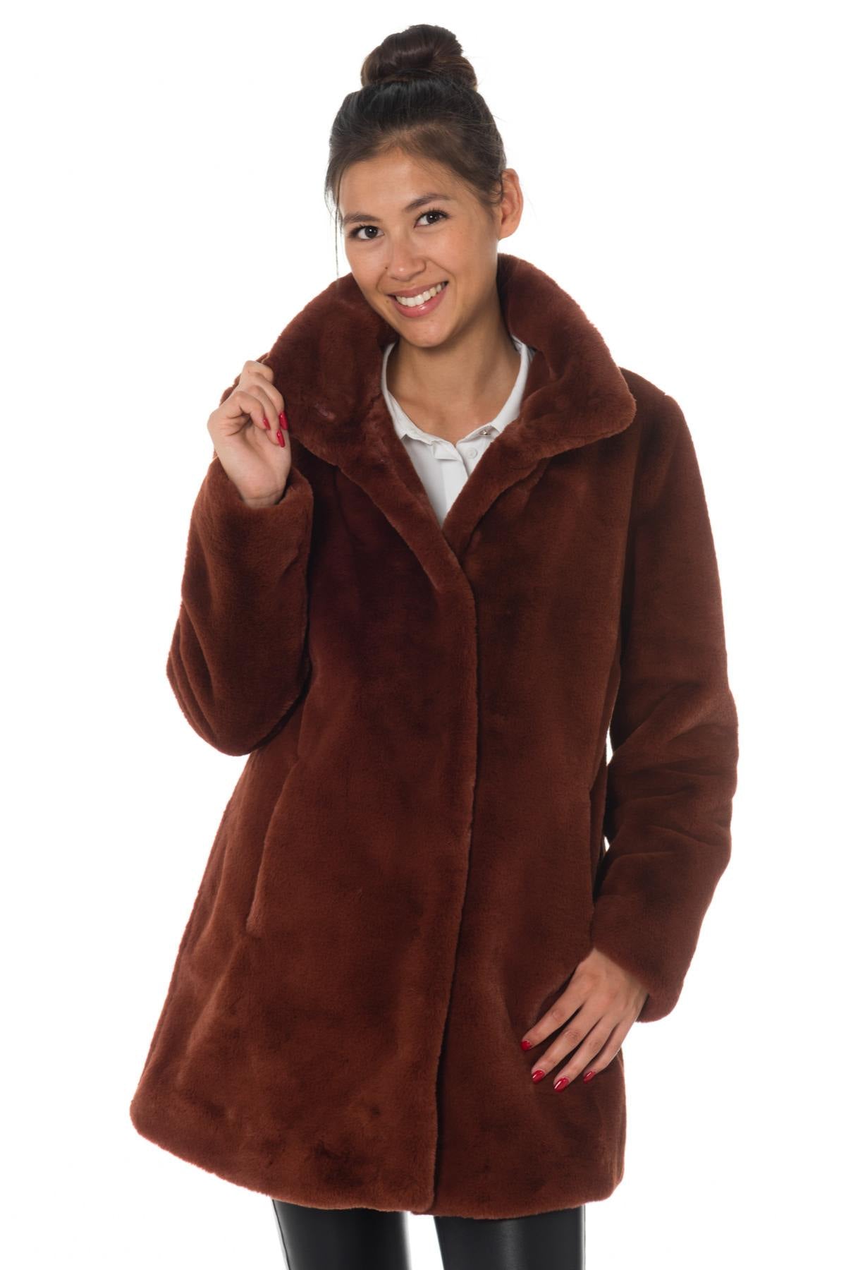 Oakwood rust-colored faux fur coat - Image n°2