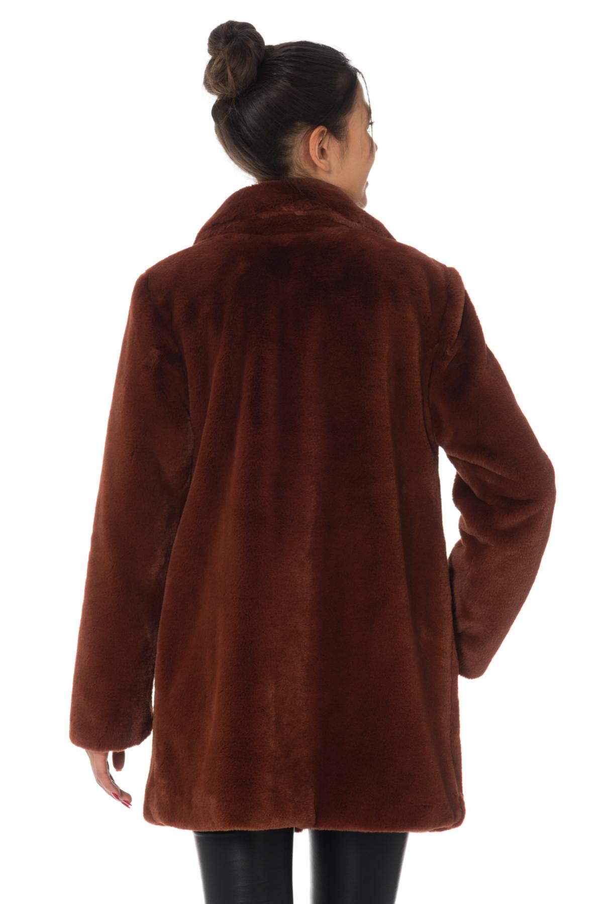 Oakwood rust-colored faux fur coat - Image n°5