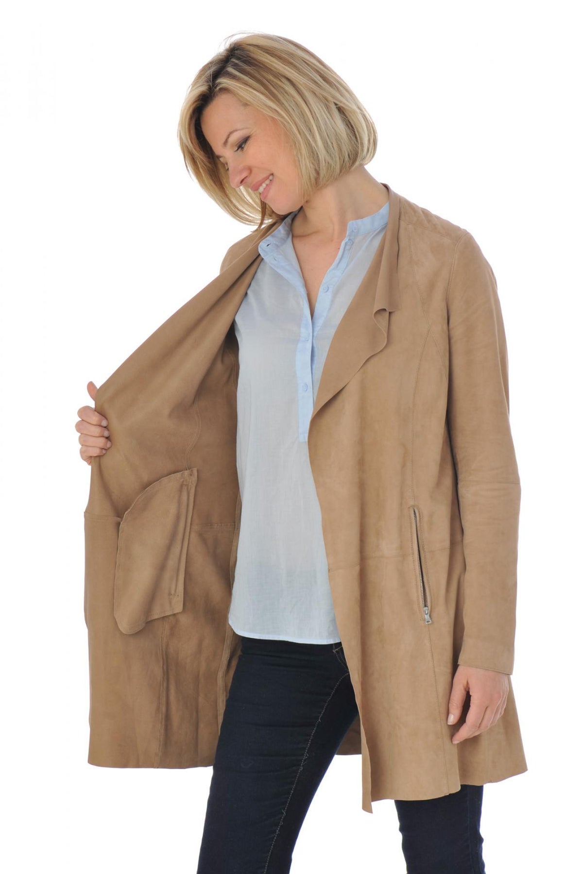 Fine and light Oakwood suede-look coat - Image n°3