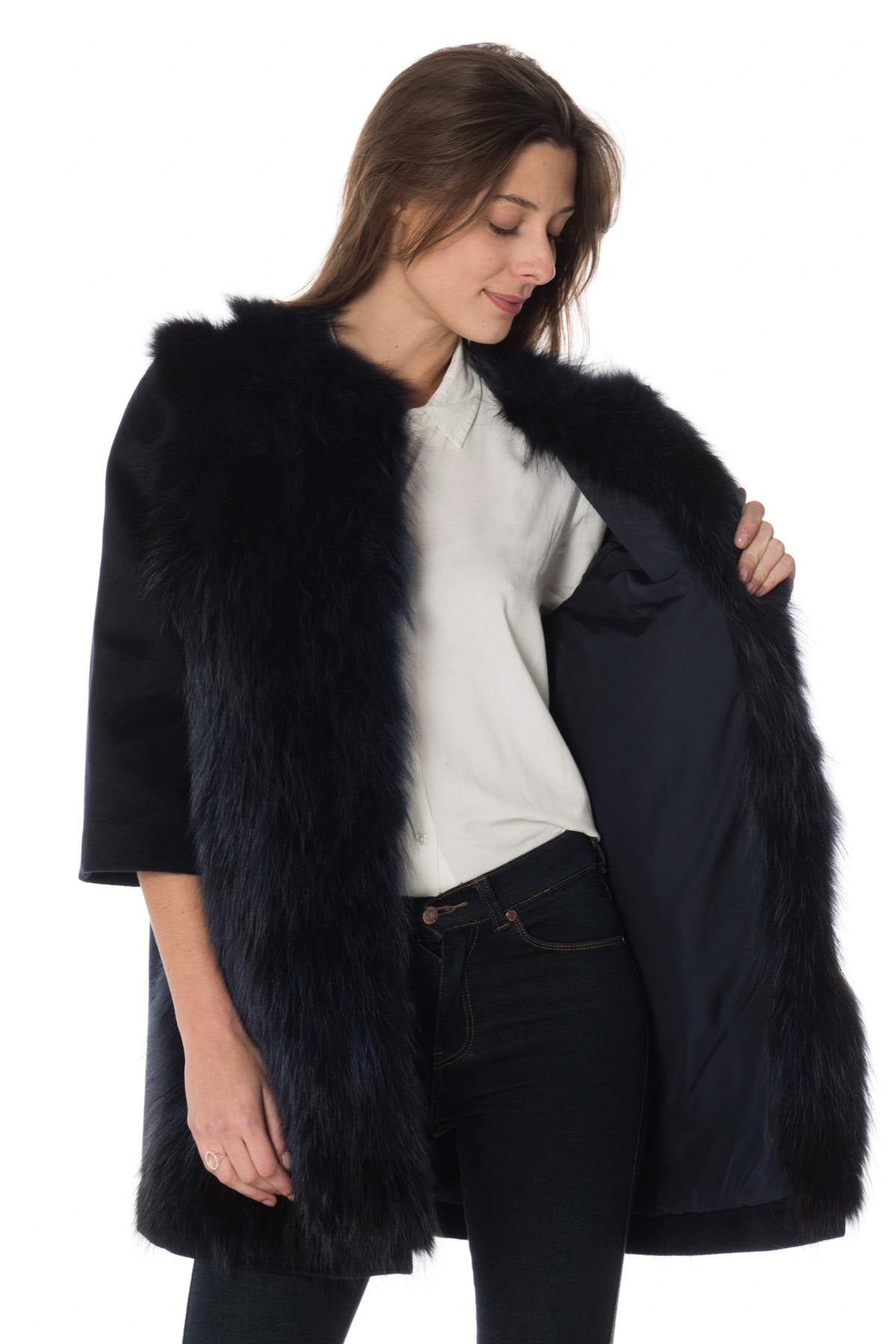 3/4 sleeve coat with fur on the front - Image n°6